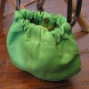 Green Leather Drawstring Bag Floor