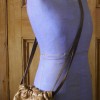 Metallic Bronze Leather Drawstring Bag Sideview