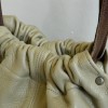 Pale Green Sage Leather Drawstring Bag Closeup